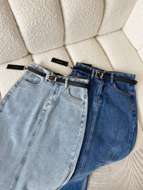 INTUON Denim Long Side Slit Skirts